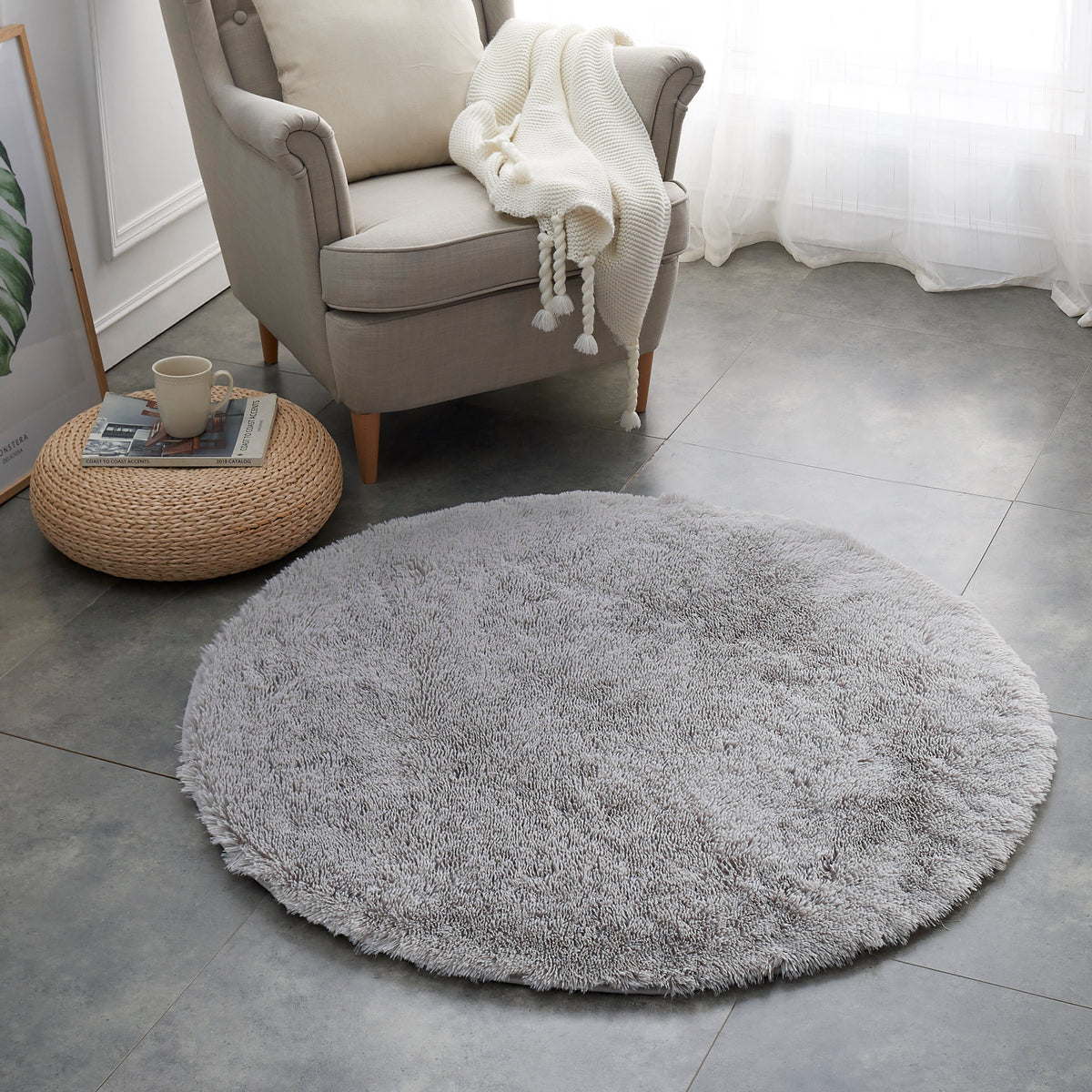 Runder Teppich 180cm Flauschig - William Morris Blumen Design