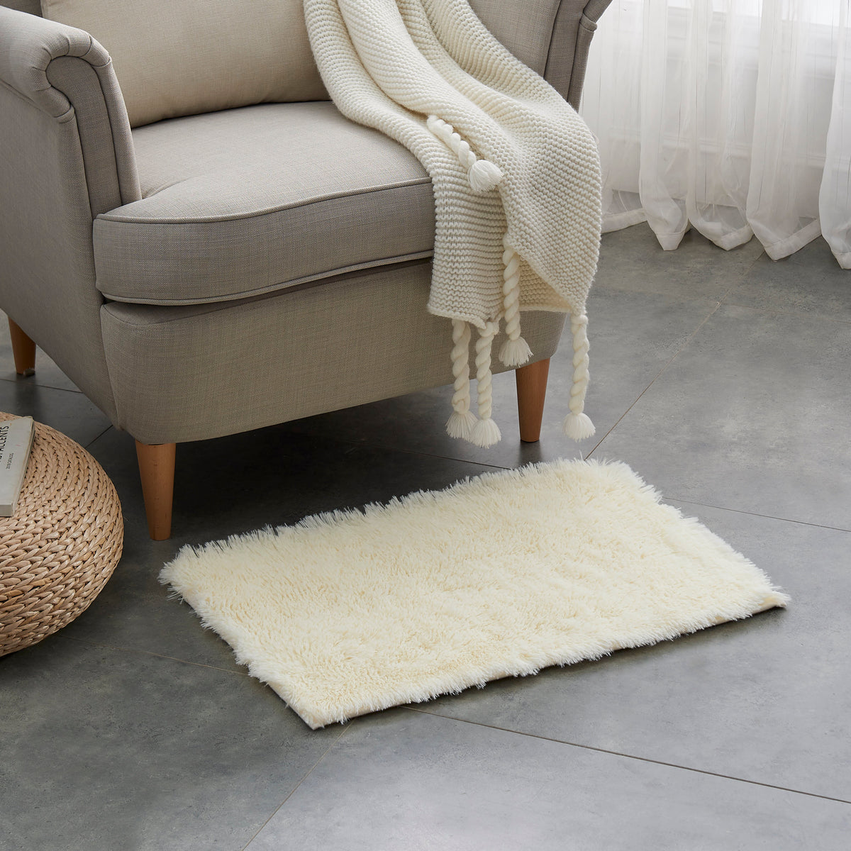 Flauschiger Plüsch Fellteppich Hochflor Teppich für Wohnzimmer Schlafzimmer  – Teppich Wölkchen