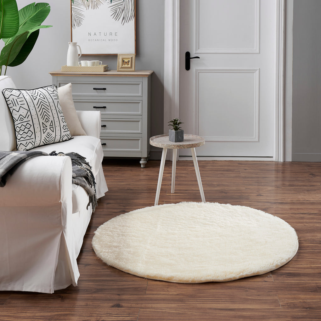 Plüsch Runde Teppich Matte Flauschige weiße Teppiche für